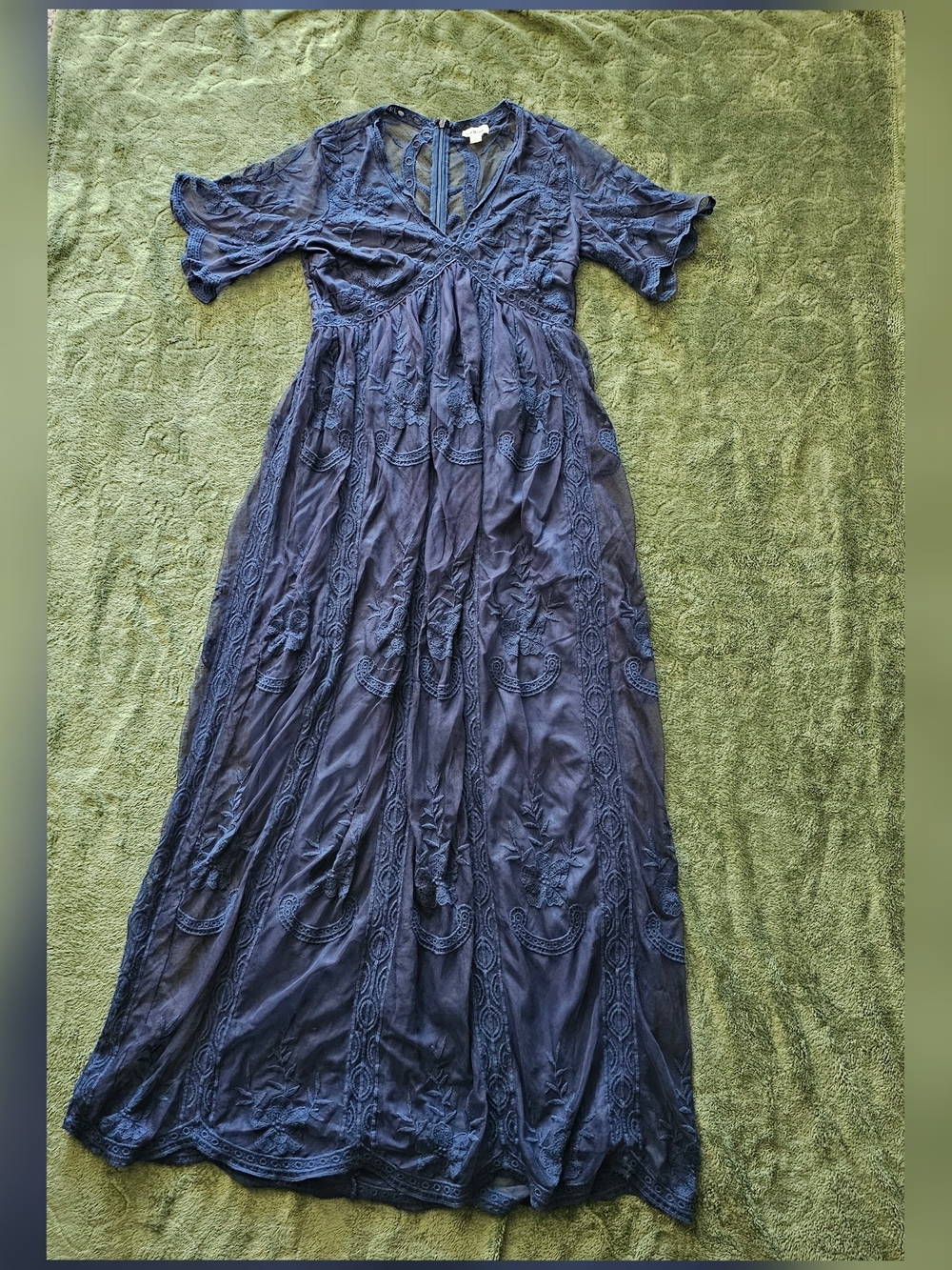 IceBird Navy Lace Mesh Overlay Maxi Dress Simple Serenity Boho Maternity Photos
